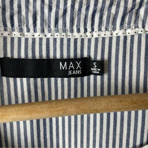 Max jeans  Pinstripe Striped Embroidered Blouse Small