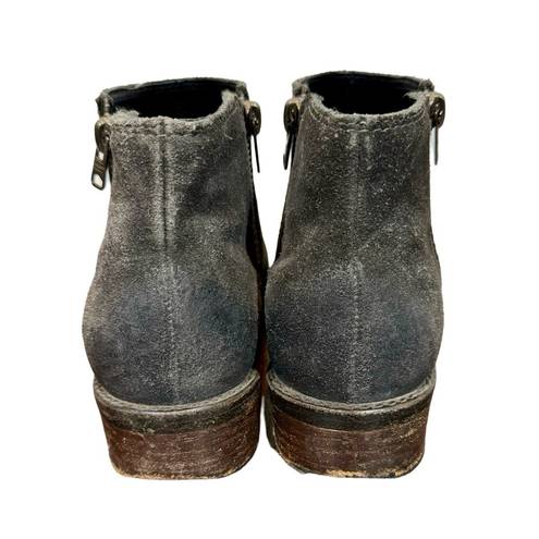 ALLSAINTS  Yuree Mid Double Zip Distressed Suede Boot Bootie in Dark Gray sz:38/8