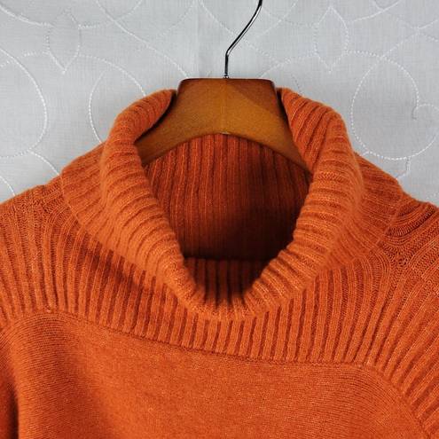 Lou & grey  Womens Poncho Sweater One Size Orange Turtleneck Wool Blend Armholes