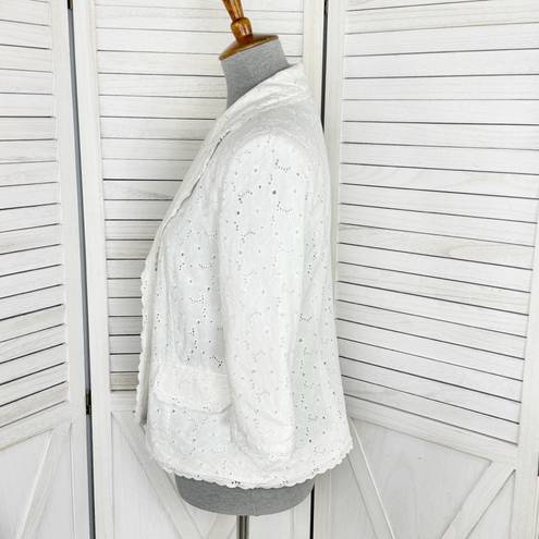 Dress Barn  Eyelet Linen Blazer Jacket White Medium Cottagecore