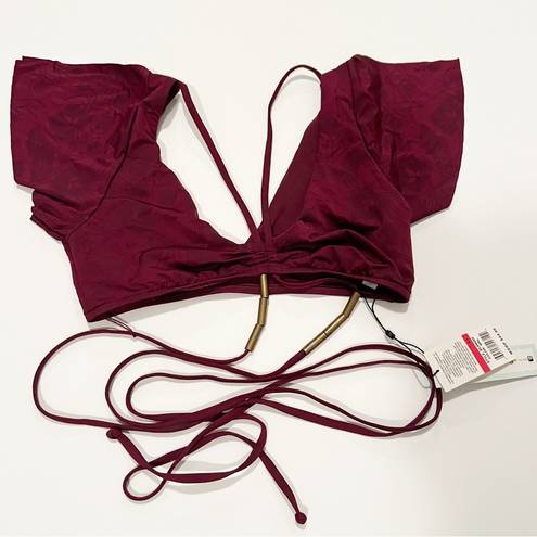 The Bikini Lab  Wrap Bikini Top Maroon Tie Strappy Size XS NWT