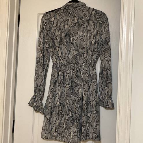 FAVLUX COPY - Snakeskin Gathered Waist Long sleeve chiffon dress