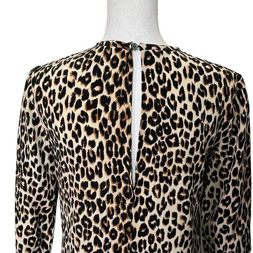 Equipment  Femme Womens Aubrey Dress Leopard Print Silk Shift 3/4 Sleeves Size XS