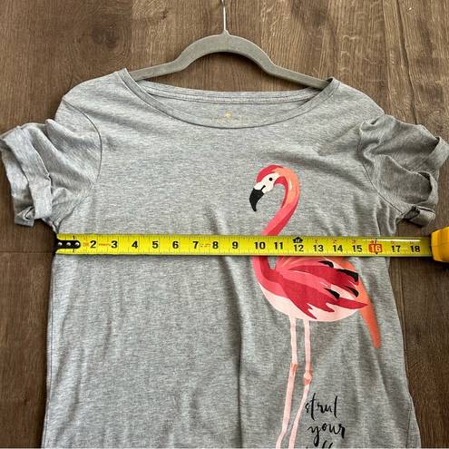 Kate Spade  ‘Strut your stuff’ Grey Flamingo T Shirt S