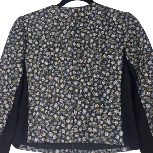 Rebecca Taylor  ZELMA ZIP-FRONT FLORAL PRINT LAMB LEATHER JACKET WOMENS 2 $1,295