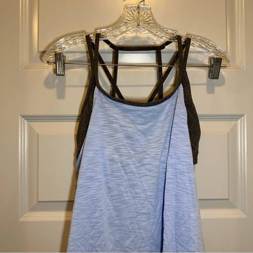 Xersion  Blue/Grey Built In Bra Fitted Active Tank size M