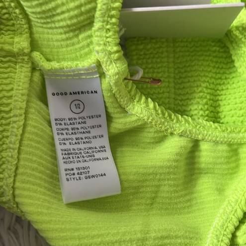 Good American  Women’s Always Fits Scoop Neck Bikini Top in Electric Lime sz 1/2