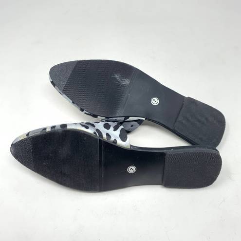 Natori  Adore Satin Leopard Print Mules Black Gray Size US 7