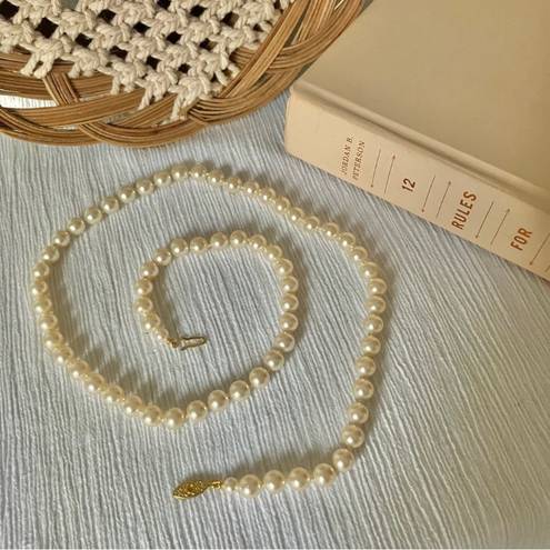 American Vintage Vintage “Mairi” Champagne Pearl Necklace 25” Gold Marquise Fishhook JAPAN Classic