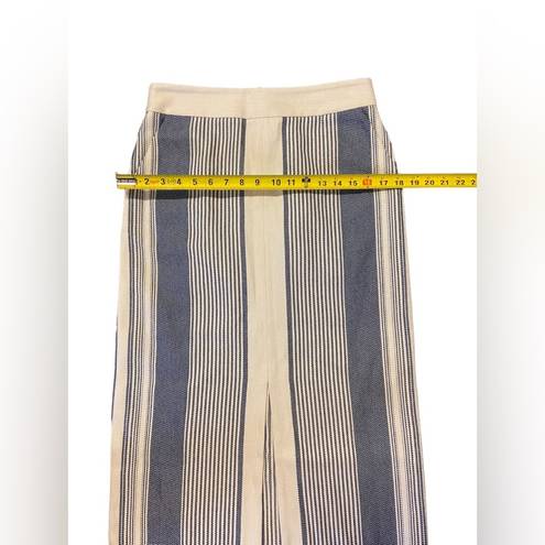 Lafayette 148  Adelina Striped Pencil Skirt Fringe Hem Midi Cotton Blend Size 4