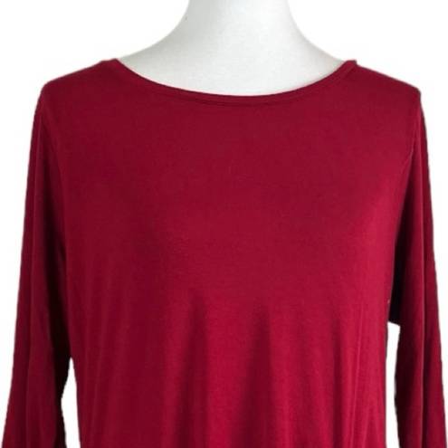 Westport  Tee Shirt Side Tie Scoop Neck 3/4 Sleeves Red Women’s Size Large