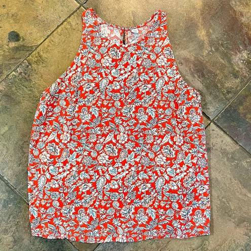 Old Navy  High Neck Red Floral Sleeveless Tank Blouse Large