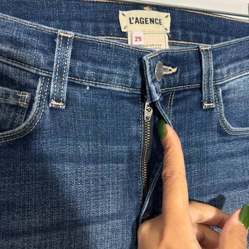L'Agence L’agence Sada High Rise Cropped Slim Jean In Mesa Wash Raw Hem Size 25