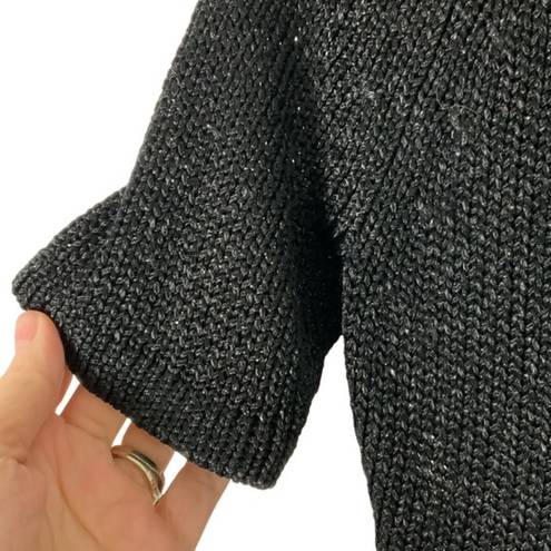 Tracy Reese  New York black metallic knit semi sheer short sleeve top Small