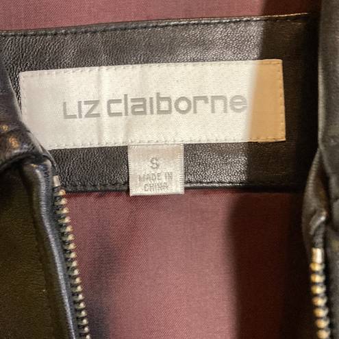 Liz Claiborne Woman’s black leather coat motorcycle small 
