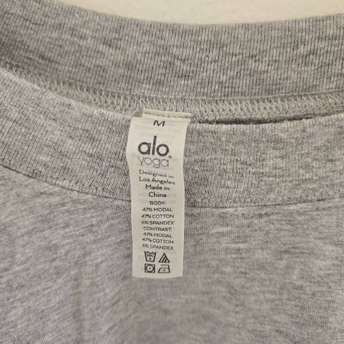 Alo Yoga  Cropped Double Take Pullover Sweater Gray Heather Women's Size S EUC