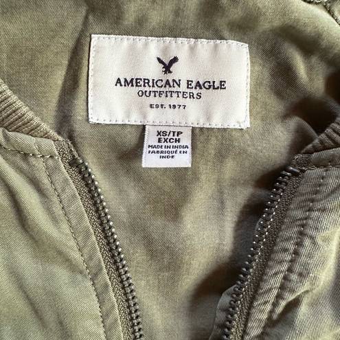 American Eagle  Olive Green Soft Bomber Jacket Lightweight Full Zip Size XS