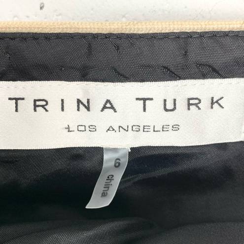 Trina Turk  Womens Bodycon Dress Black Double V-Neck White Piping Mini Size 6