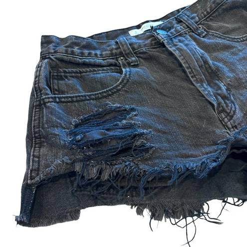 Abercrombie & Fitch Women’s  black distressed high rise cut off shorts