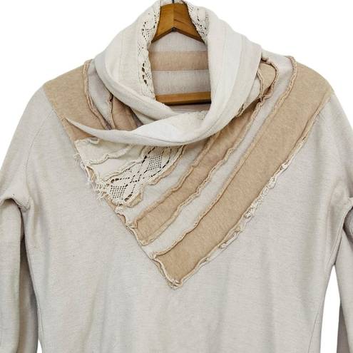 Desigual  Antast Artsy Pullover Shawl Collar Sand Cotton Women’s XL Boho