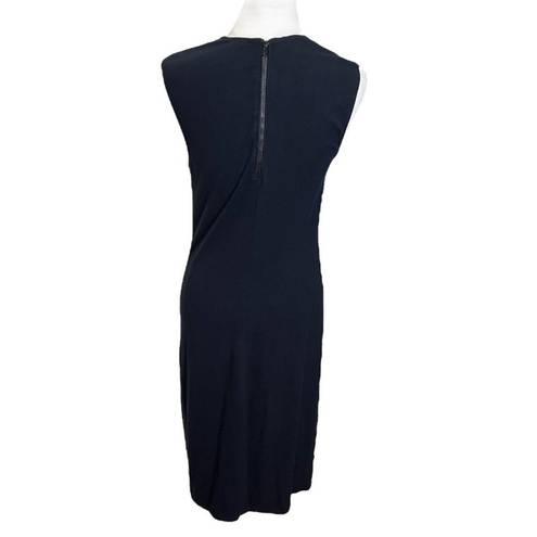 Vince  Ribbed Pencil Dress Navy Fitted Sleeveless Knit Crew Neck Sheath Size M