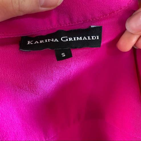 Karina Grimaldi  Zippered Pink Silk Blouse Sz Small