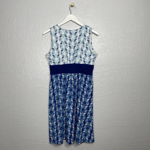 Patagonia Women M Blue White Margot Dress Sleeveless Organic Cotton V Neck