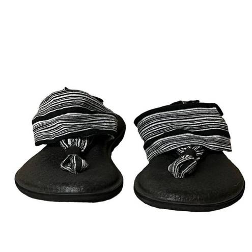 Sanuk Women's Yoga Sling 2 Black/White SWS10001 Slingback Sandals Shoes Size 6