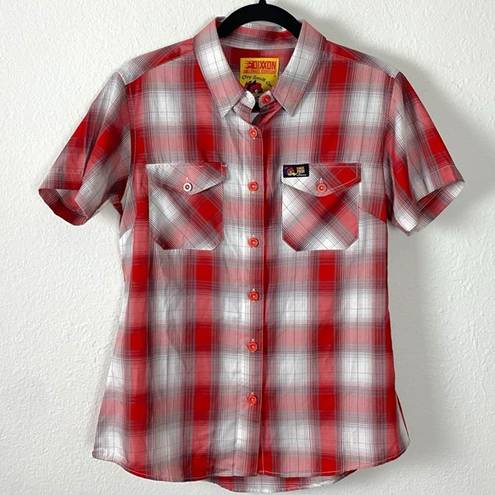 ma*rs DIXXON Clay Smith Cams . Horsepower Plaid Button Down Shirt Medium Red Grey