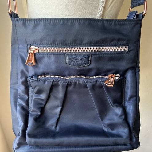 Aimee Kestenberg  Tyler Navy Nylon Zippered Rose Gold Crossbody Bag