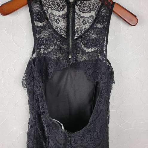 TCEC  Women Dress Size M Black Eyelash Scallop Lace Sleeveless Open Back Cocktail