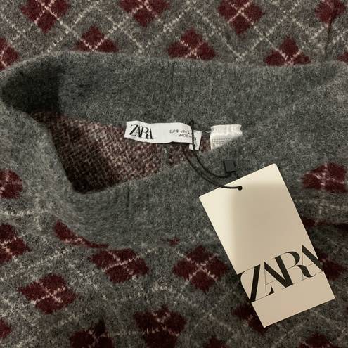 ZARA NWT  set argyle knit polo sweater and knit short