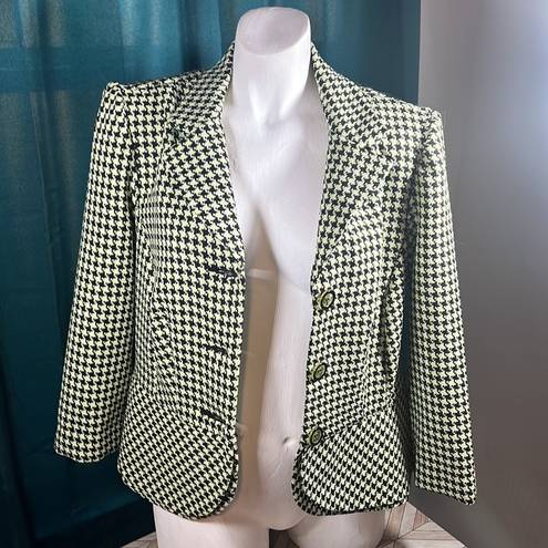 Houndstooth  blazer with neon yellow