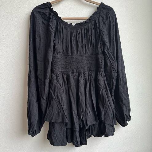 Urban Outfitters NWT  Black Milk Maid Dot Smocked Puff Sleeve Romper Size Small