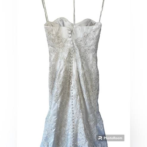 Oleg Cassini  Satin Lace Strapless Wedding Dress Size 4