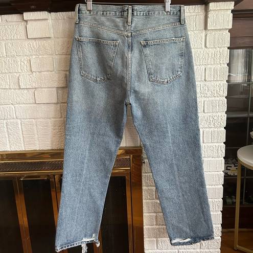 AGOLDE Lana Cropped Straight-Leg Jeans Button Fly 100% Organic Cotton Size 28