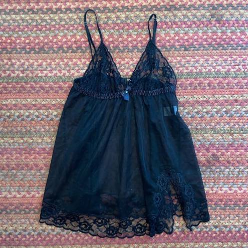 Frederick's of Hollywood VTG SEXY  BLACK LACE TEDDY LINGERIE SLIP