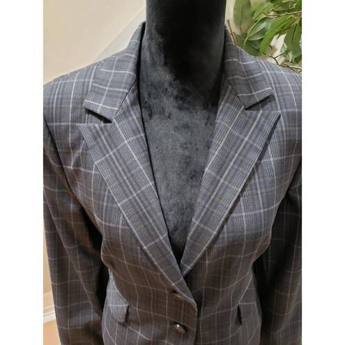 EXPRESS  Design Studio Women Gray Plaid Single Breasted Two Button Blazer Size 10