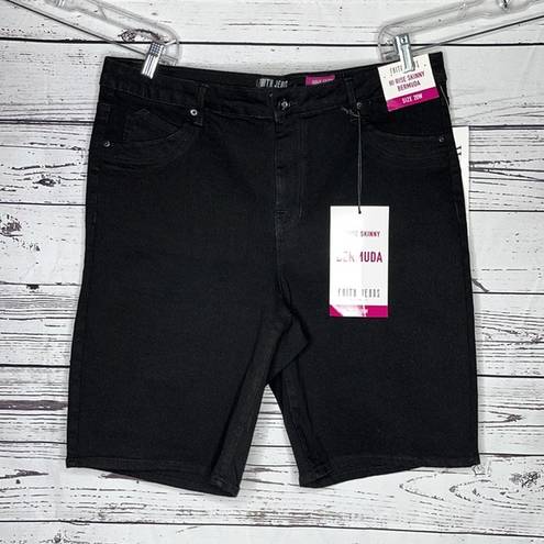 Bermuda Faith Jeans Woman NWT Size 20W Black Denim Hi-Rise Skinny  Jean Shorts