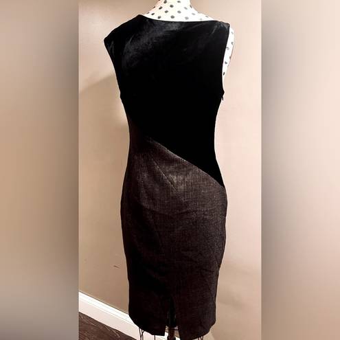 Tracy Reese  Two Tone Wool + Velvet Sheath Black Gray Dress Size 4