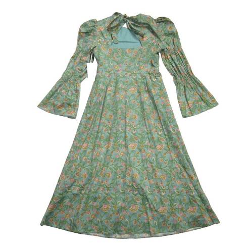 Tuckernuck  NWT Hyacinth House Olga in Green Floral Tie Back Cotton Dress S