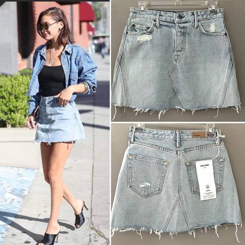 GRLFRND Revolve  BUTTON FLY DENIM SKIRT EVA CAR WASH SIZE 26/2