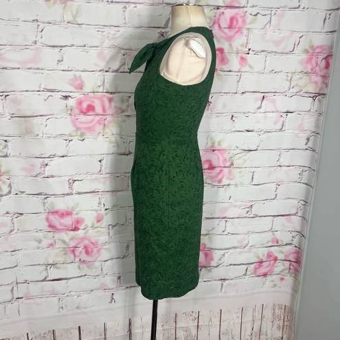 Tracy Reese  green lace sleeveless sheath dress with tie neck line