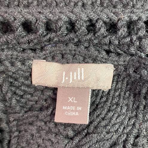 J.Jill  Sweater Vest Womens XL Faux Fur Collar Cable Knit Button Front Y2K Preppy