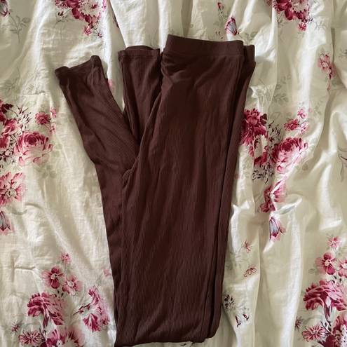 Naked Wardrobe NWOT  Small Brown Ribbed Leggings