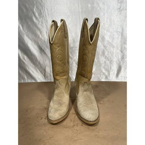 Vintage Acme Tan Suede Leather Cowgirl Boots USA Women’s Size 5.5 M