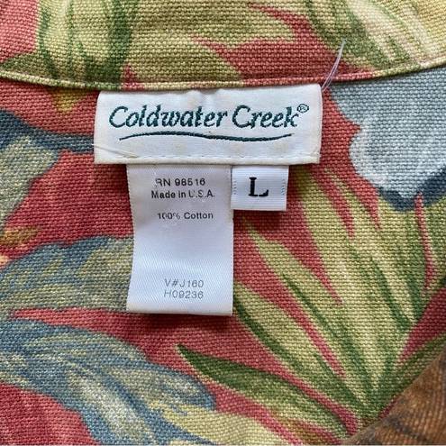 Coldwater Creek Vintage  Floral Canvas Denim Jacket Women's Made In USA Sz. Large