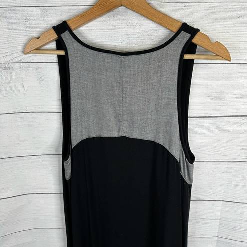 Vince  Womens size Large Scoop Neck Chambray Back Jersey Knit Black Maxi Dress