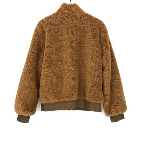 Zyia  Reversible Teddy Bomber Jacket Brown Cream XL