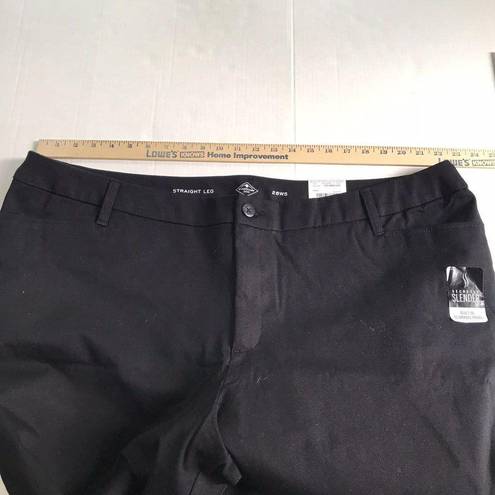 St. John’s Bay St Johns Bay Women's Straight Leg Chino Pants Black Flat Front Plus New 28WS